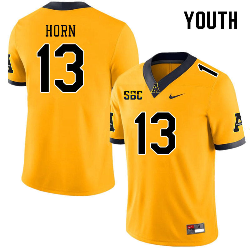 Youth #13 Christan Horn Appalachian State Mountaineers College Football Jerseys Stitched Sale-Gold